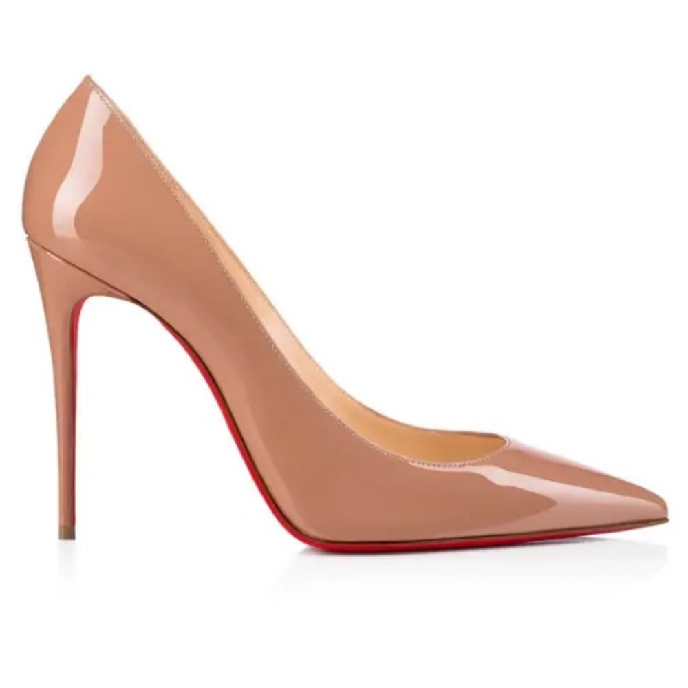 Christian Louboutin Pigalle Follies 100 Patent Leather Pumps Nude Size 40.5.